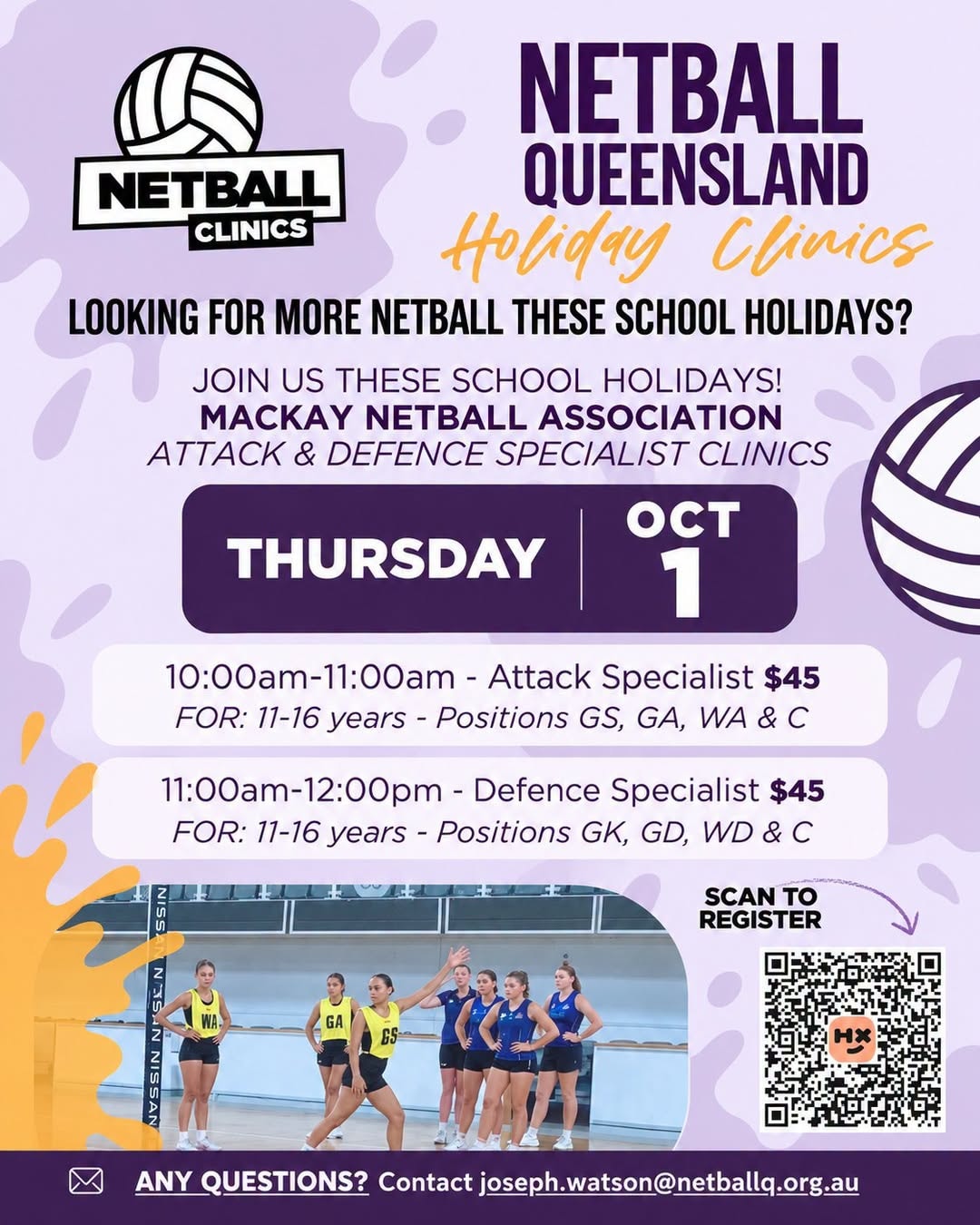 Netball Queensland School Holiday Clinic!